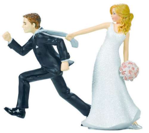 Bride and Groom Escaping Cake Topper